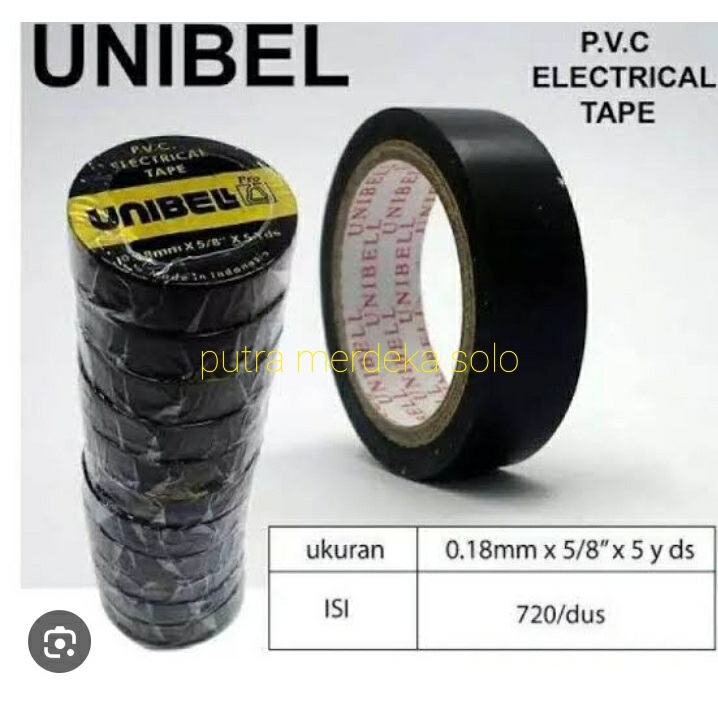 Solasi Listrik Unibell / Isolasi / Solatip / Selotip / Isolasi Listrik Unibel / Lakban Unibell Hitam