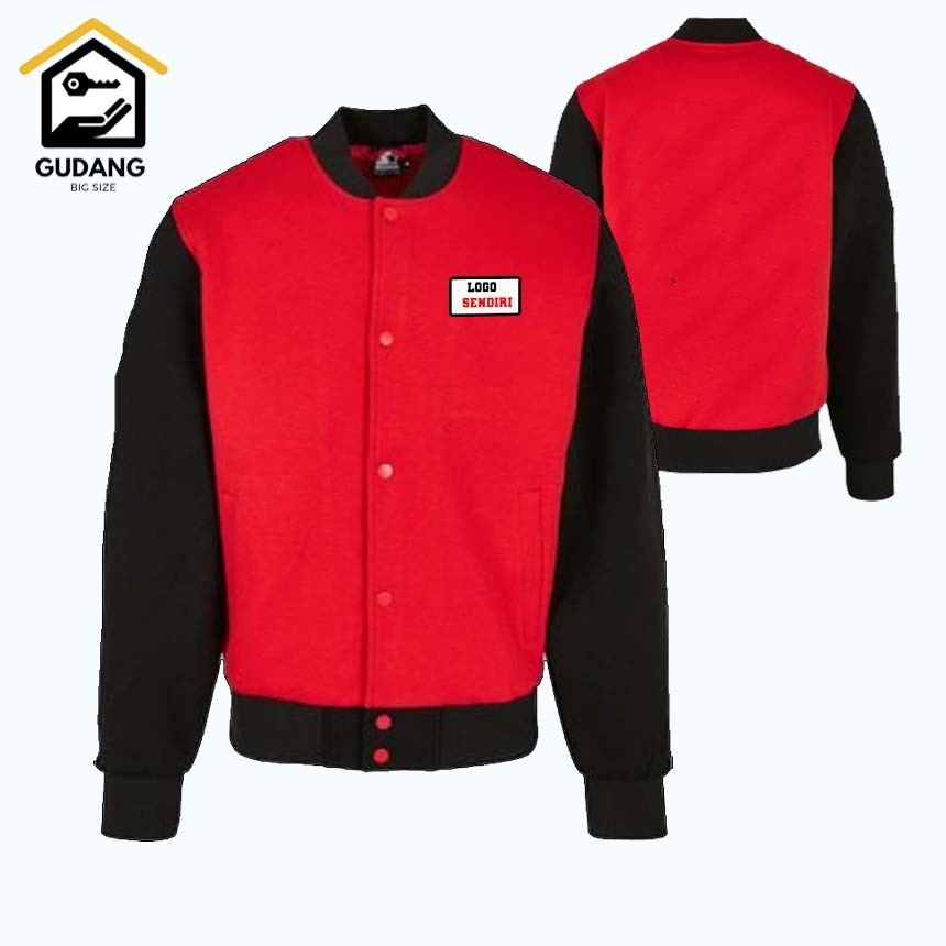 -6XL Jaket  Bomber Pria/Wanita unisex premium S-6XL.Jaket Bomber warna merah-hitam polos dan custom 