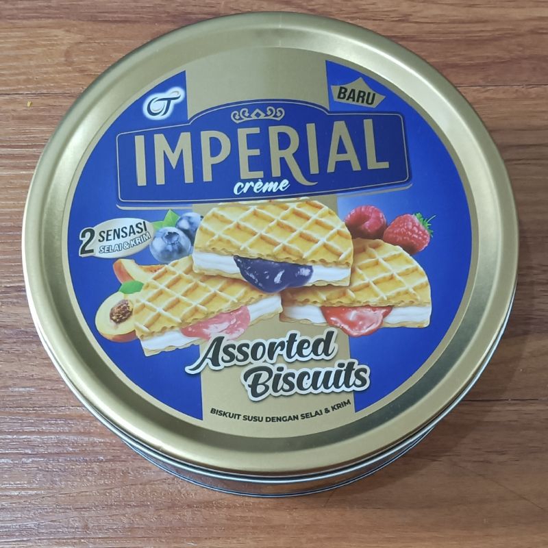 Kaleng Kue Biskuit kosong imperial creme Bulat lebaran bekas