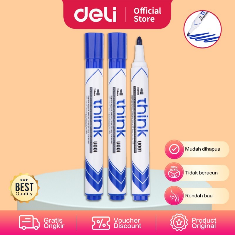 

Deli Spidol Whiteboard / Dry Erase Marker EU00130 - Biru