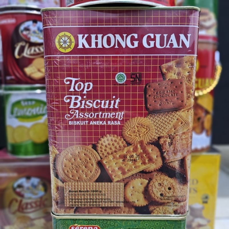 

KHONG GUAN TOP BISCUITS ASSORTMENT 1600gr | Khong Guan Biskuit Kaleng Segi | Khong Guan Biscuit Kaleng Segi