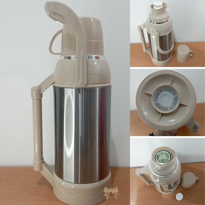 Termos Air Panas 2 Liter Botol Kaca Kedap Vacuum Flask Stainless Steel