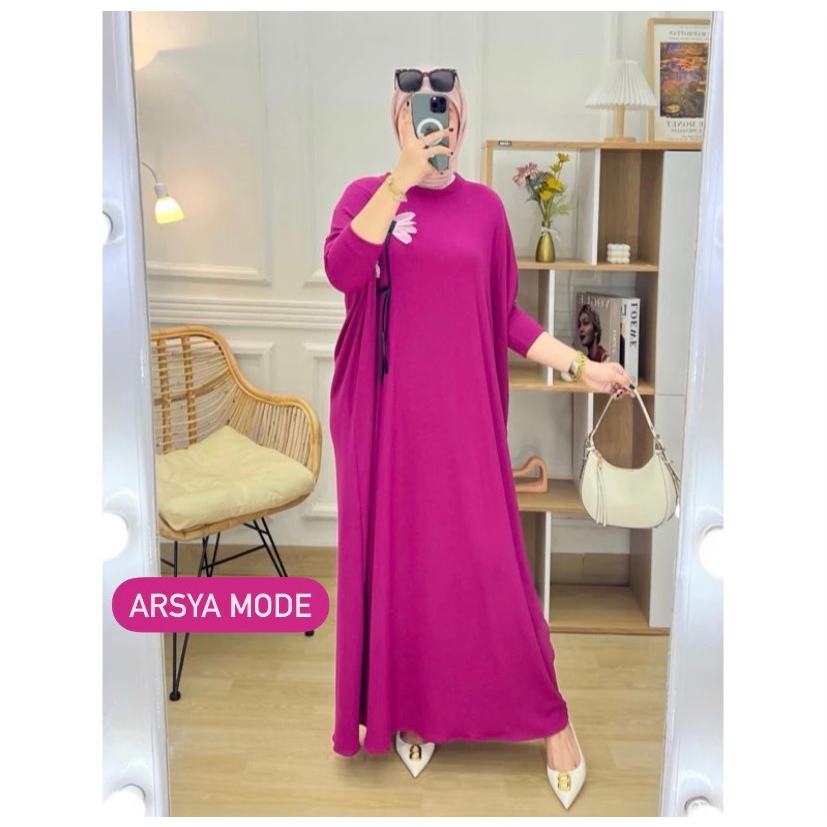 Gamis Batwing Knit terbaru kekinian terlaris temurah cod gamis kaos knit import premium polos batwin