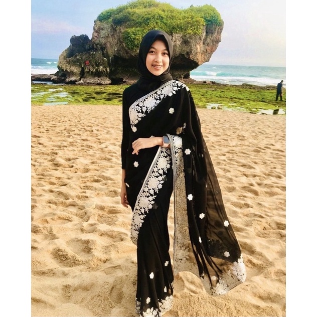 ART Q99C TERMURAH SARI INDIA TAJMAHAL BUNGA SILVERGRATIS JILBAB  SARI INDIA 1 ORIGINAL