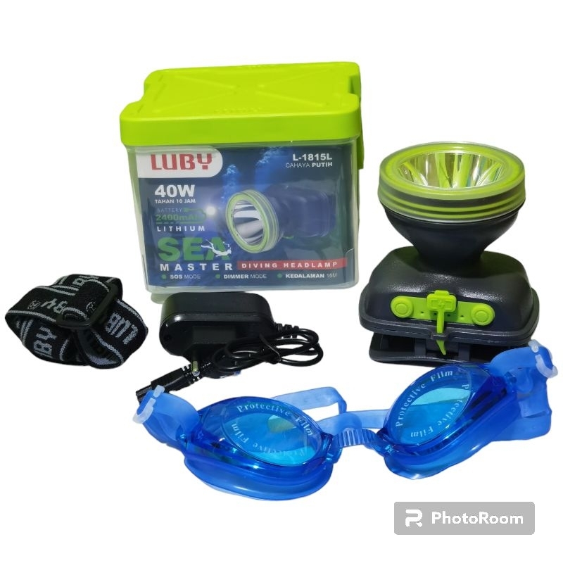 senter Kepala Selam Luby 40W L-1815L ll Senter Kepala Diving Luby 40W tahan hingga 10jam ll Senter K