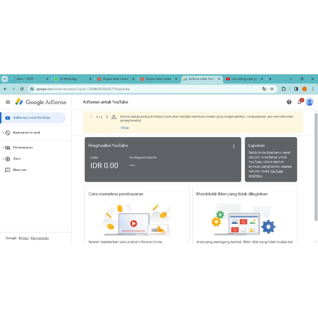 ADSENSE FRESH UNTUK PENGAITAN YT