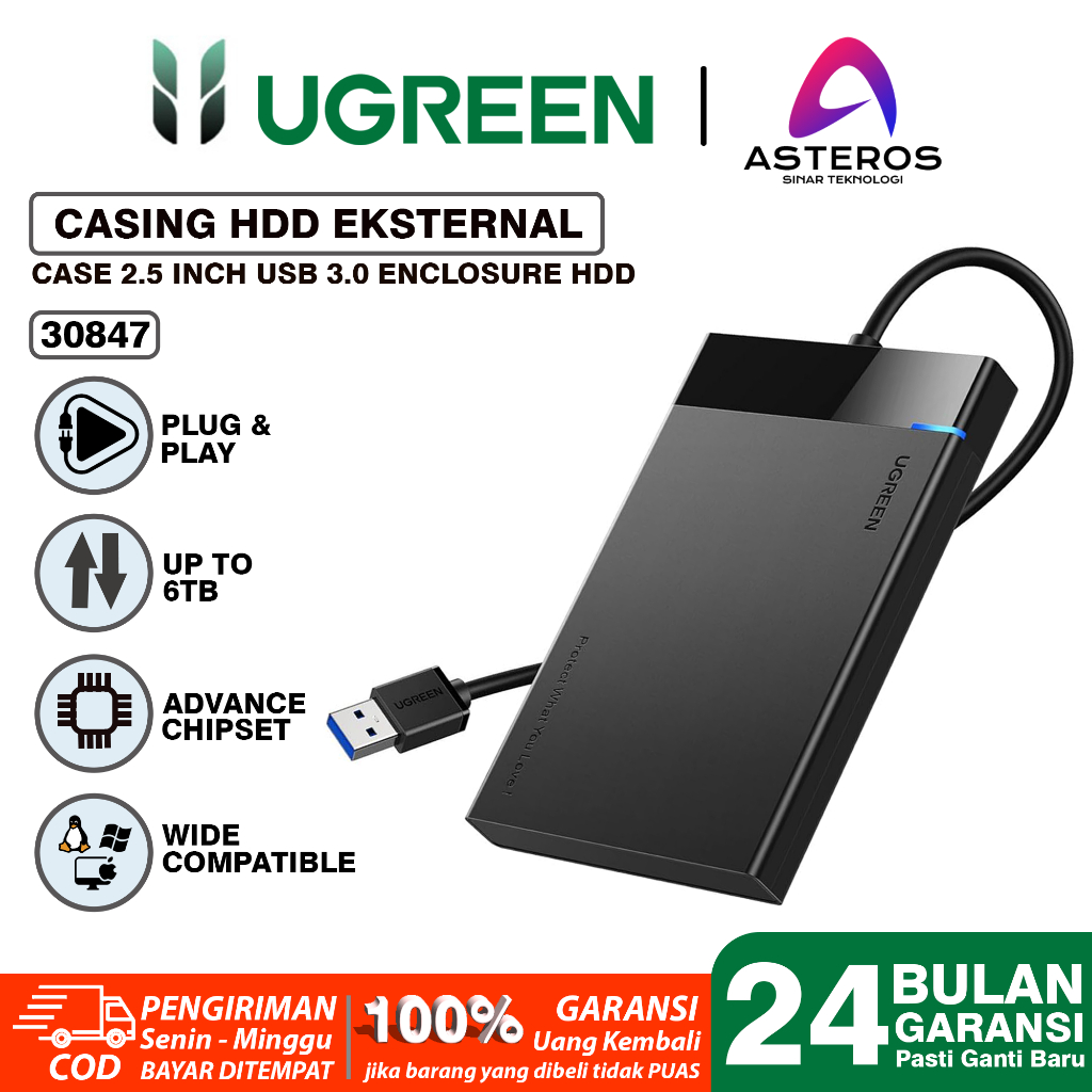 UGREEN Casing Hardisk Eksternal Case 2.5" USB 3.0 UGREEN Enclosure HDD 6TB