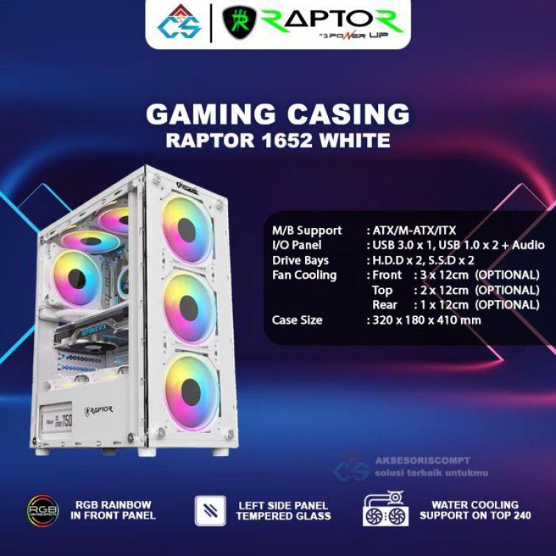 Casing Gaming PowerUp Raptor 1652 - Casing Gaming - 3 Fan Loop