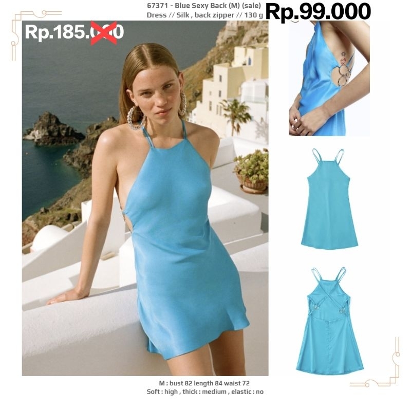 67371 dress blue sexy back import sale gaun biru laut murmer