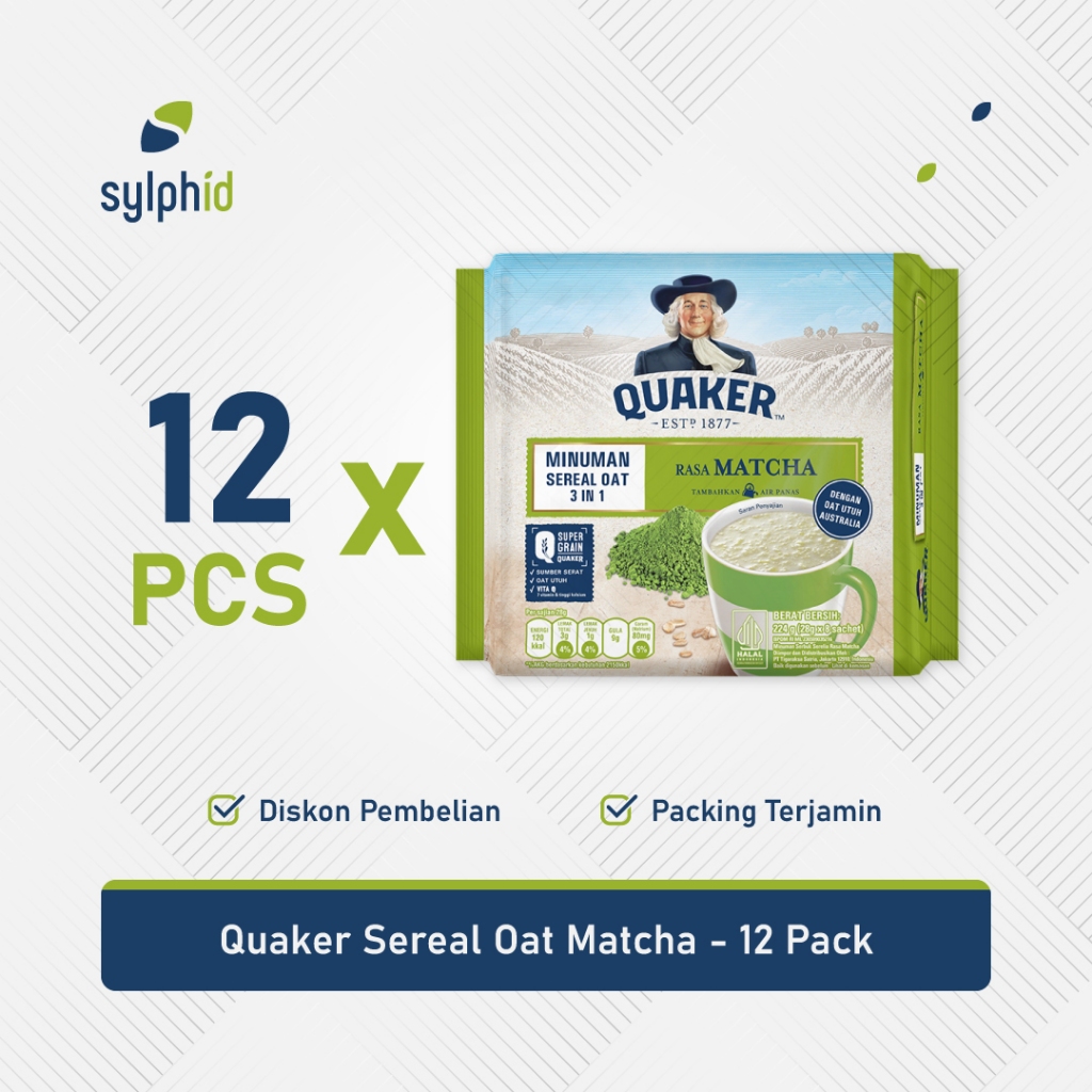 

1 Dus Quaker Oat Matcha 224gr (8s x 28gr) / Oatmeal 1 Karton (12 pack)