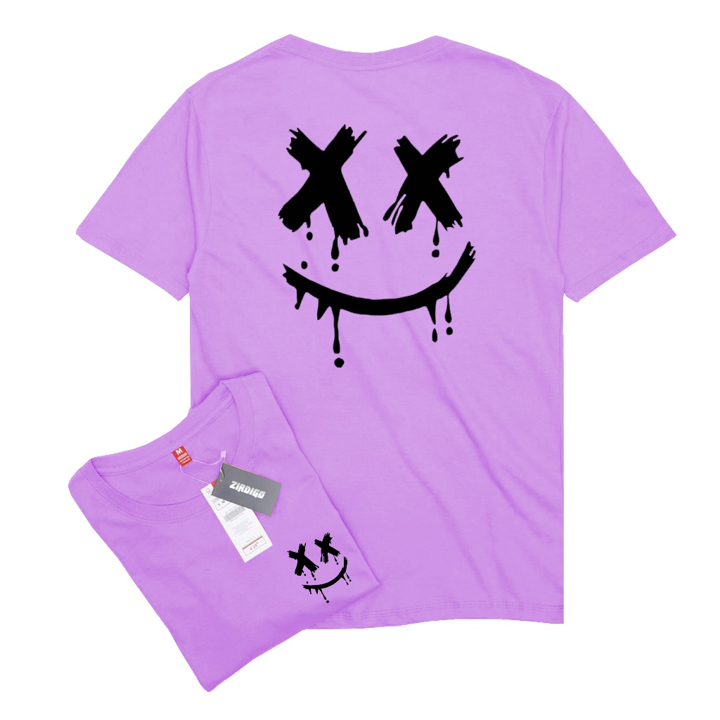 Zirdigo Kaos Distro Smile XX Black debe Lengan Pendek Print Quality Baju Pria-Taro