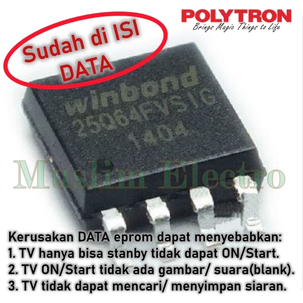 Ic Eprom Isi FW TV Polytron PLD40V8953 40V8953 Board CV3663M-K55