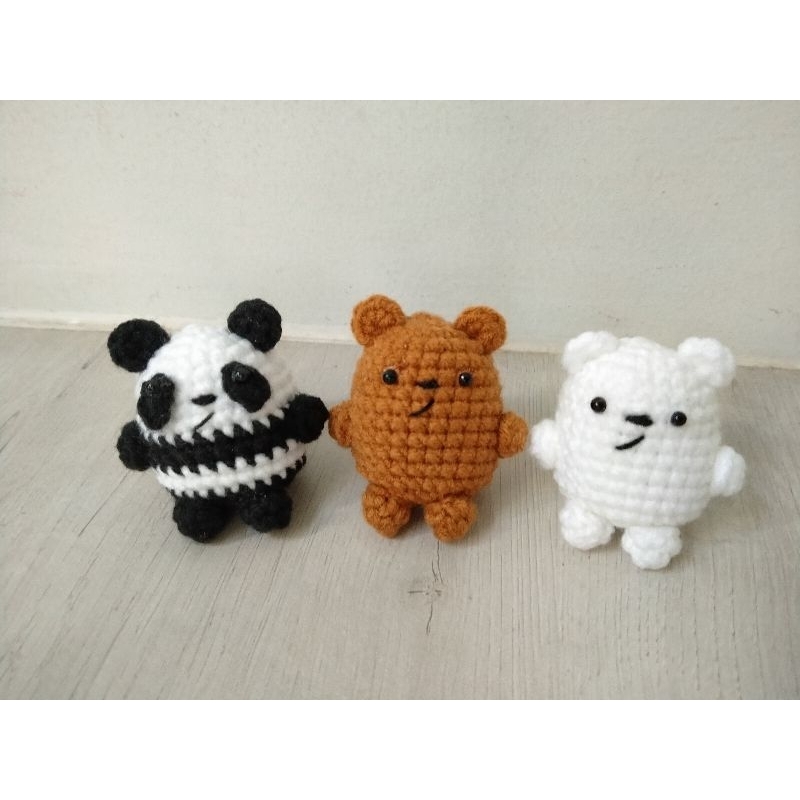 HANDMADE GANTUNGAN KUNCI BEAR AMIGURUMI KEYCHAIN WE BARE BEAR CROCHET SOUVENIR GANTUNGAN TAS
