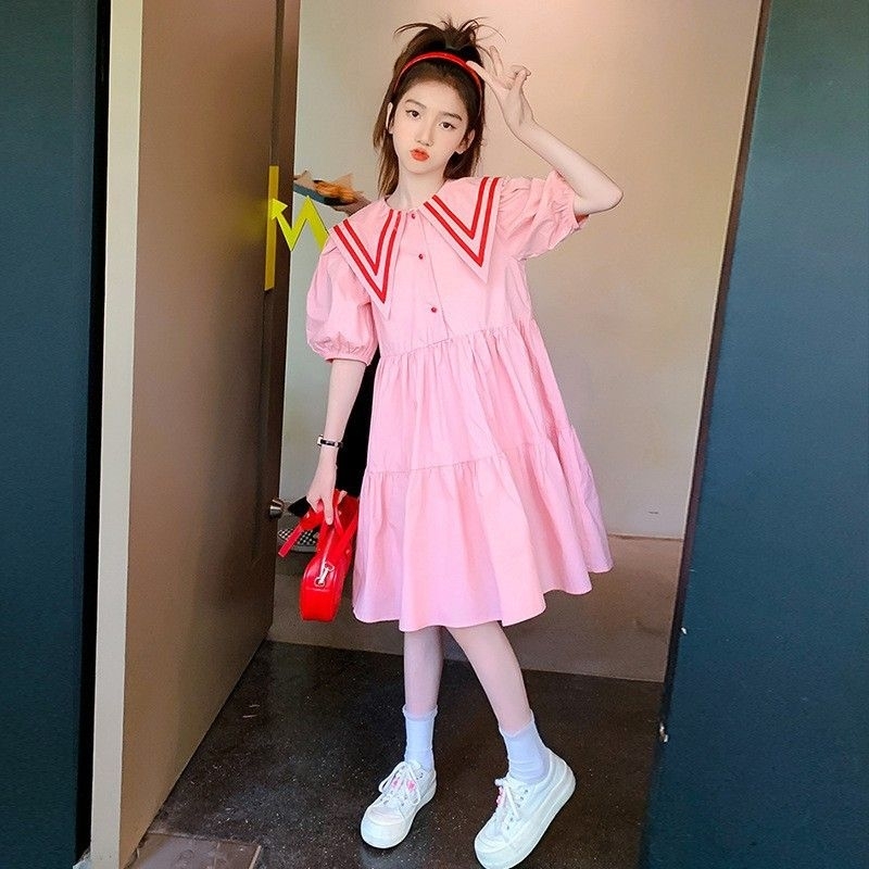 Dress Anak Perempuan / Dress Anak Korea Pink / Dress Anak Tanggung /Baju Anak Cewek Import