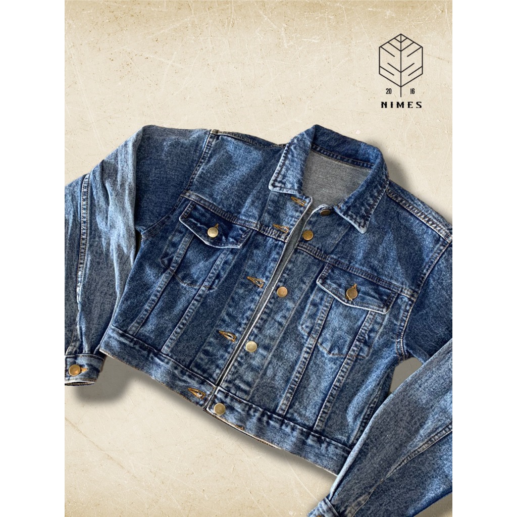 NIMES JEANS - Women Denim Crop Jacket | Jaket Denim Crop Wanita Premium Quality 12oz