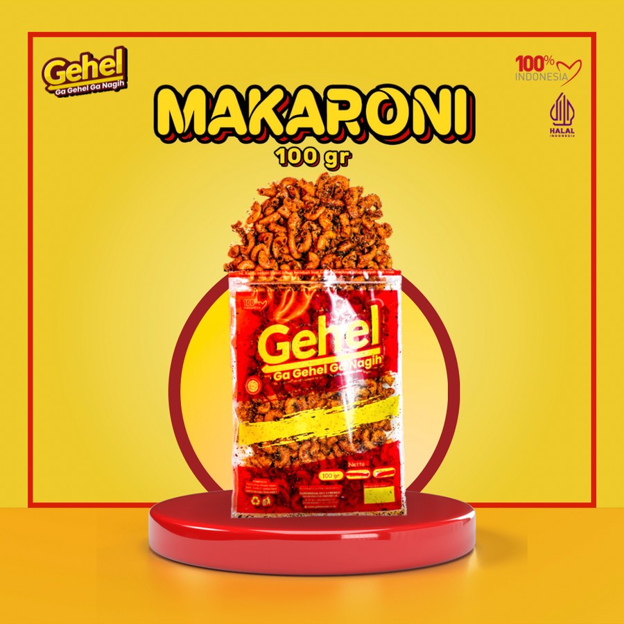 

Makaroni Gehel 100gr / makaroni cita rasa indonesia bumbu melimpah 100gr