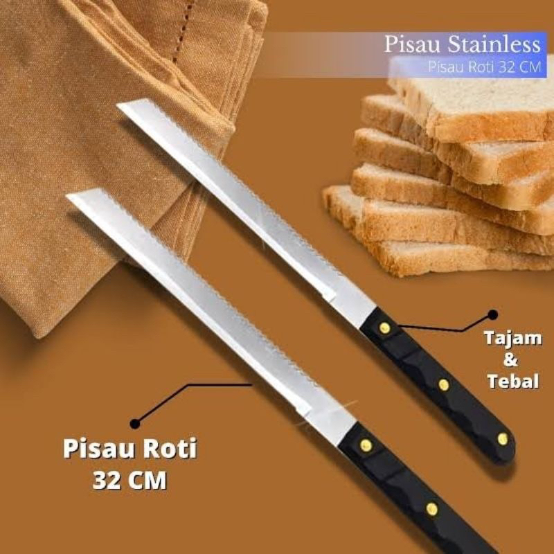 Pisau roti panjang stenlis / pisau 2 sisi roti panjang
