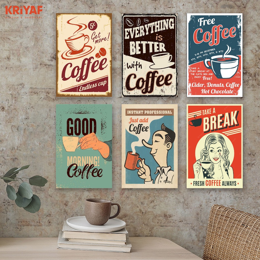 KRIYAF Hiasan Dindin Poster Wall Decor Vintage Retro 20x30 cm Cocok Untuk Coffe Shop Kedai & Warkop 