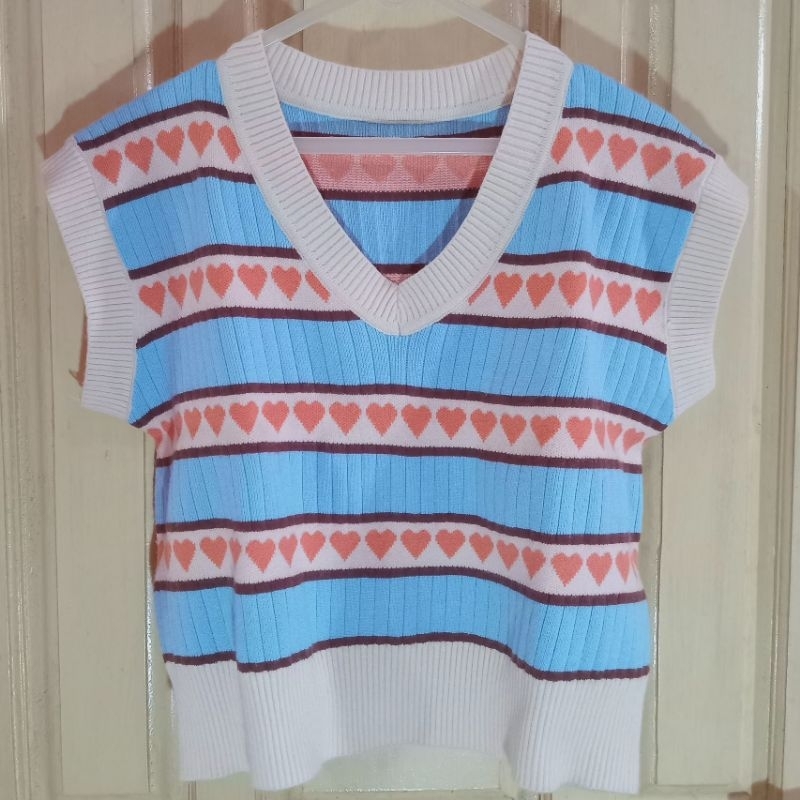 preloved knit korean vest crop