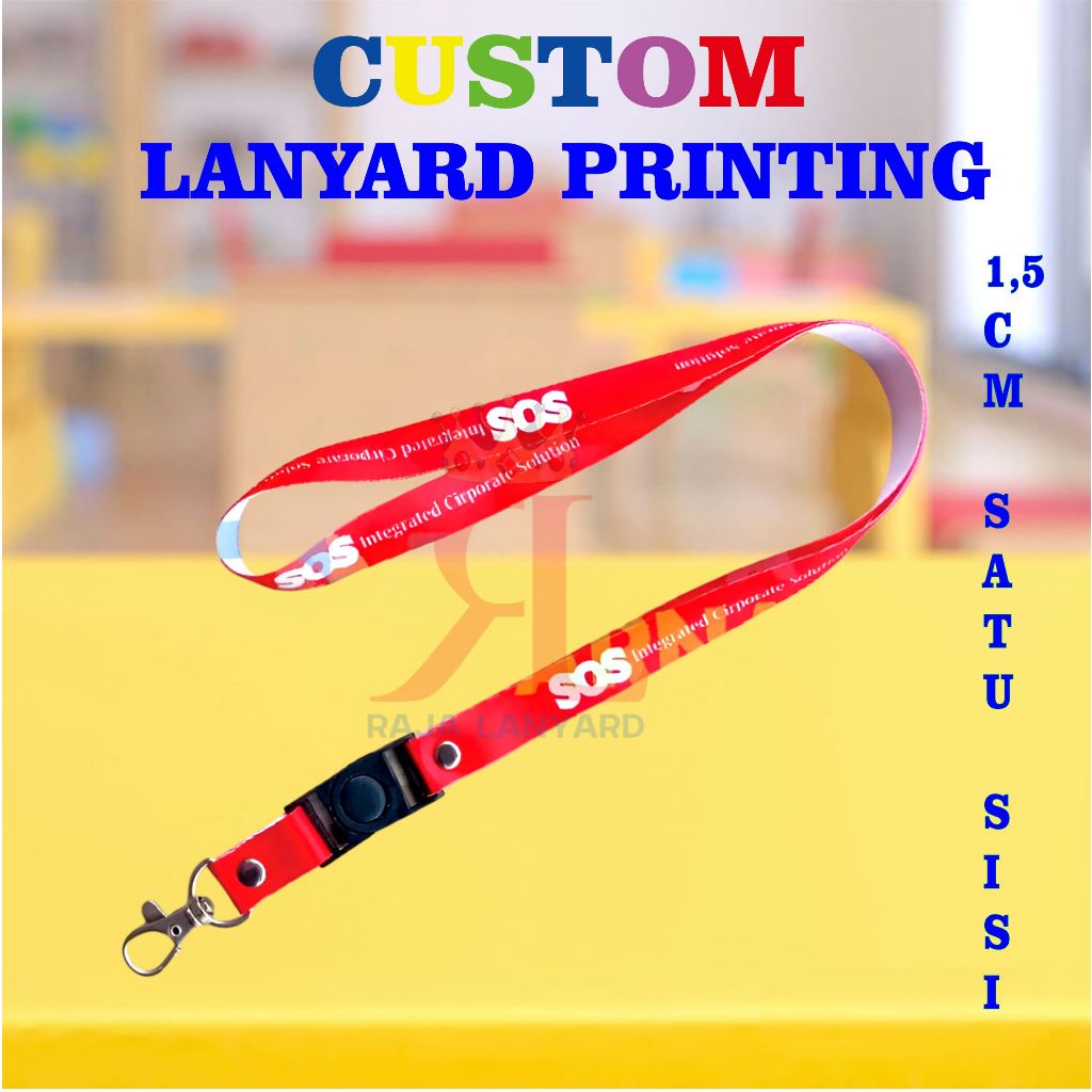 TALI LANYARD ID CARD CUSTOM PRINTING SUBLIM 1,5 CM 1 SISI SATUAN/CETAK LANYARD GANTUNGAN ID CARD