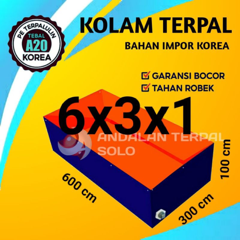 Terpal Kolam Terpal Ikan Kotak A20 Korea 600x300x100 / 300x600x100 / 6x3x1 / 3x6x1 Kolam Terpal Baha