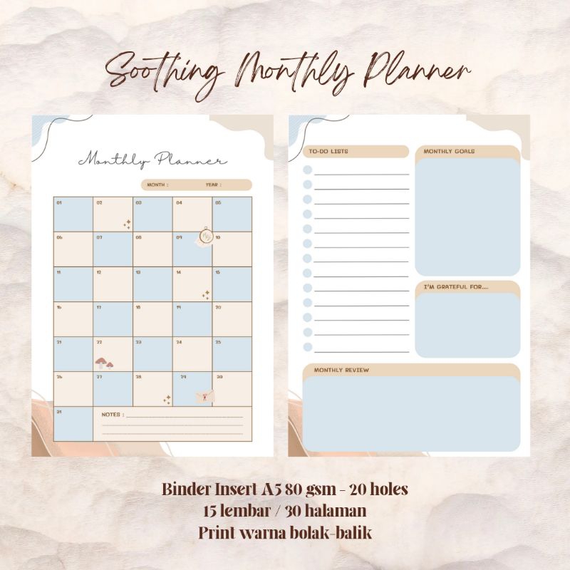 

Monthly Planner - Insert Binder A5