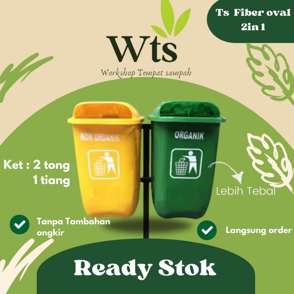 tempat sampah 2 pilah kapasitas 50 litter, tempat sampah 2in1, tempat sampah gantung, tempat sampah 