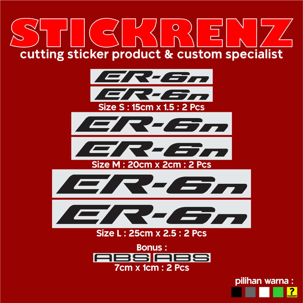 Cutting Sticker Stiker Body Motor Kawasaki ER-6n 01 Custom