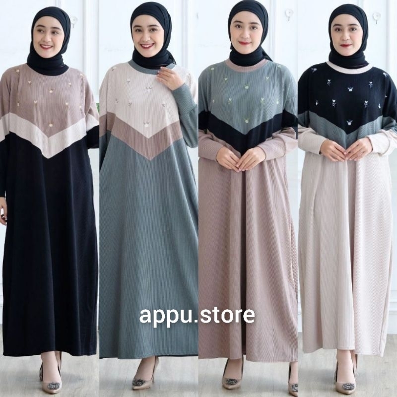 Kirana Maxy Dress Wanita Kekinian Jumbo Kaos Knit Premium Polos LD 130 / Baju Gamis Terbaru 2024 OOT