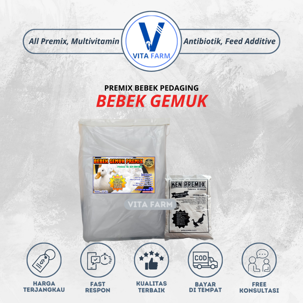 Ken Premix - Premix Bebek Gemuk Campuran Pakan untuk Bebek Pedaging Mineral Bebek