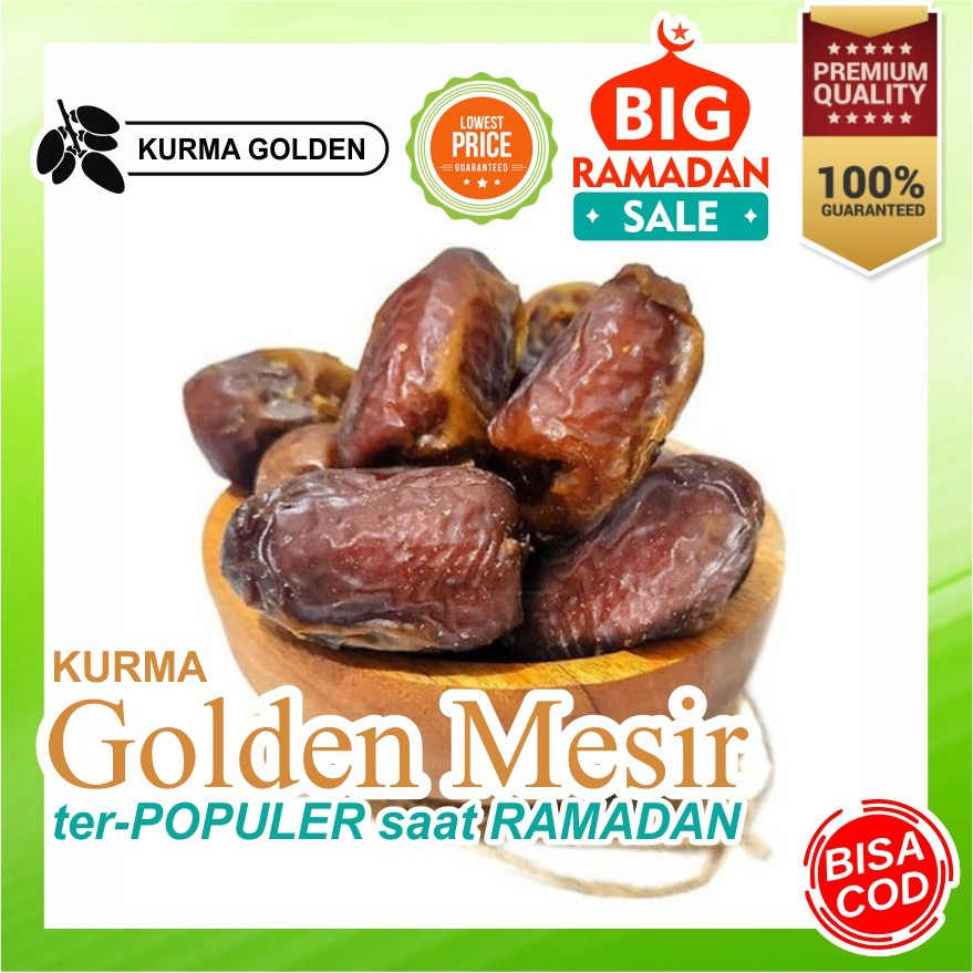 

[ PROMO RAMADAN ] KURMA GOLDEN VALLEY / KORMA MADU MESIR uk. 1KG , 500GR, dan 250GR , 100% ASLI PILIHAN TERBAIK, GROSI & ECERAN