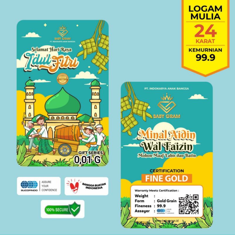 Baby Gram 0.01 0,01 gram Idul Fitri Emas Mini Gold logam mulia 24K