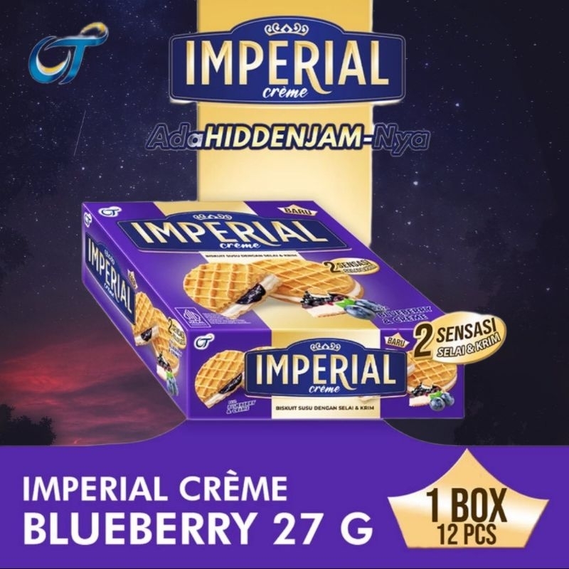 

RN_FROZEN - IMPERIAL CREME Biskuit Krim BLUEBERRY 27gr - (1 Box isi 12 pcs)