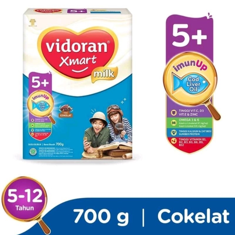 vidoran xmart 5+ madu coklat susu anak 5 tahun