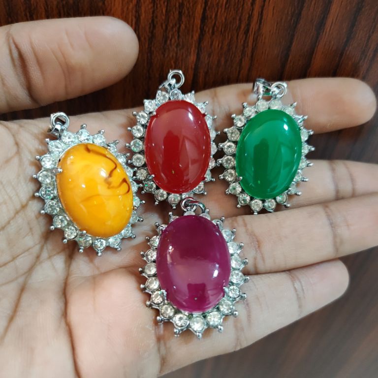 Lariza Fashion Wanita Liontin Batu Giok Sintetis Besar