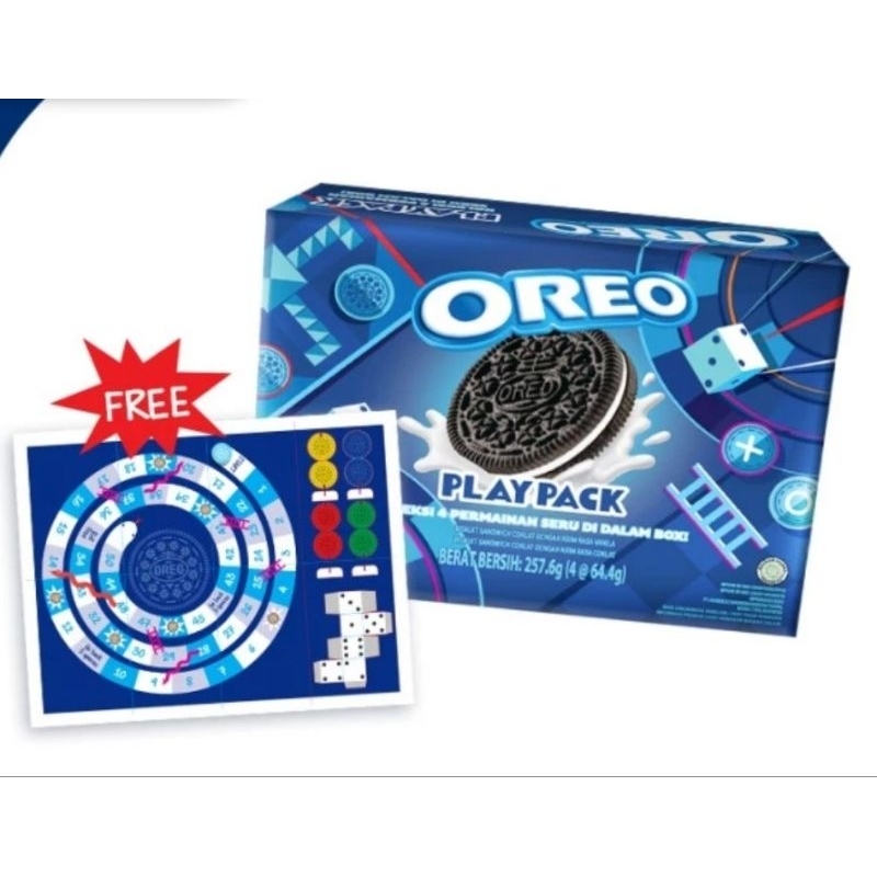 

Oreo Biskuit Vanilla dan Coklat Playpack Free Mainan (4 X 64,4gr)