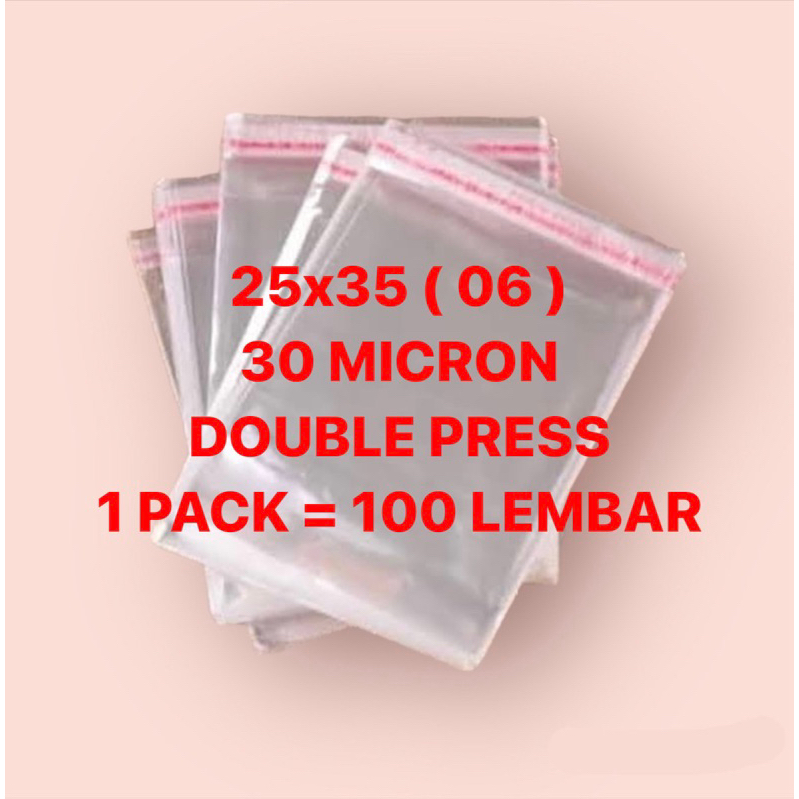 25x35 06 30 MICRON 100 LEMBAR | PLASTIK OPP SEAL BAJU PAKAIAN DEWASA
