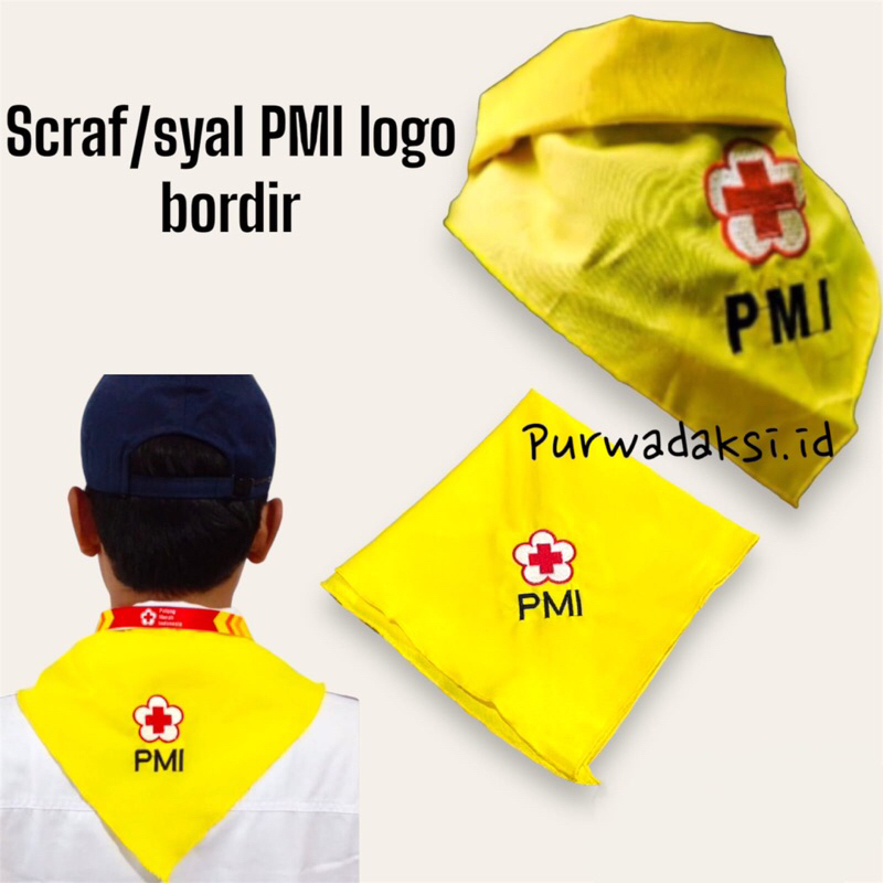 (TERLENGKAP & TERLARIS) Slayer / Syal PMI  scraf PMI bordir panjang 125 cm kuning muda  Syal PMI Bor