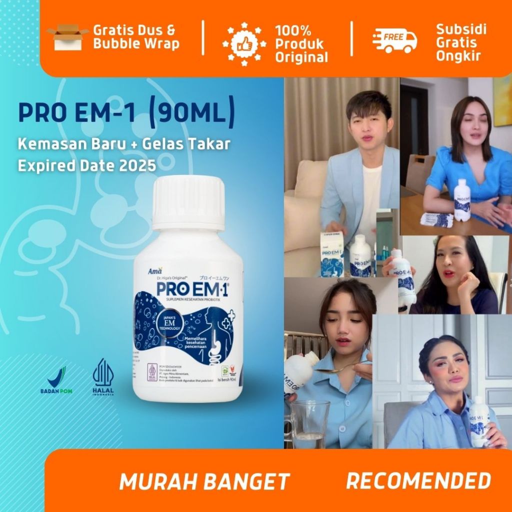 Probiotik PROEM1 Original Murah (90ml) I ED Januari 2027 I Suplemen Anak Dewasa Lansia I BPOM Halal