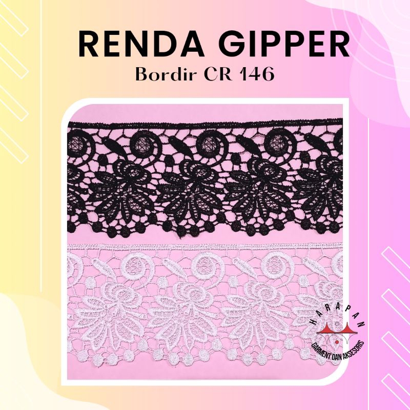 Renda Gipper CR 146 ROL Renda Bordir Pinggiran Baju Mukena