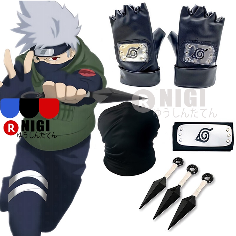 NIGI Set 7Pcs Cosplay Kakashi Naruto Headband Kakashi Mask Kakashi Gloves