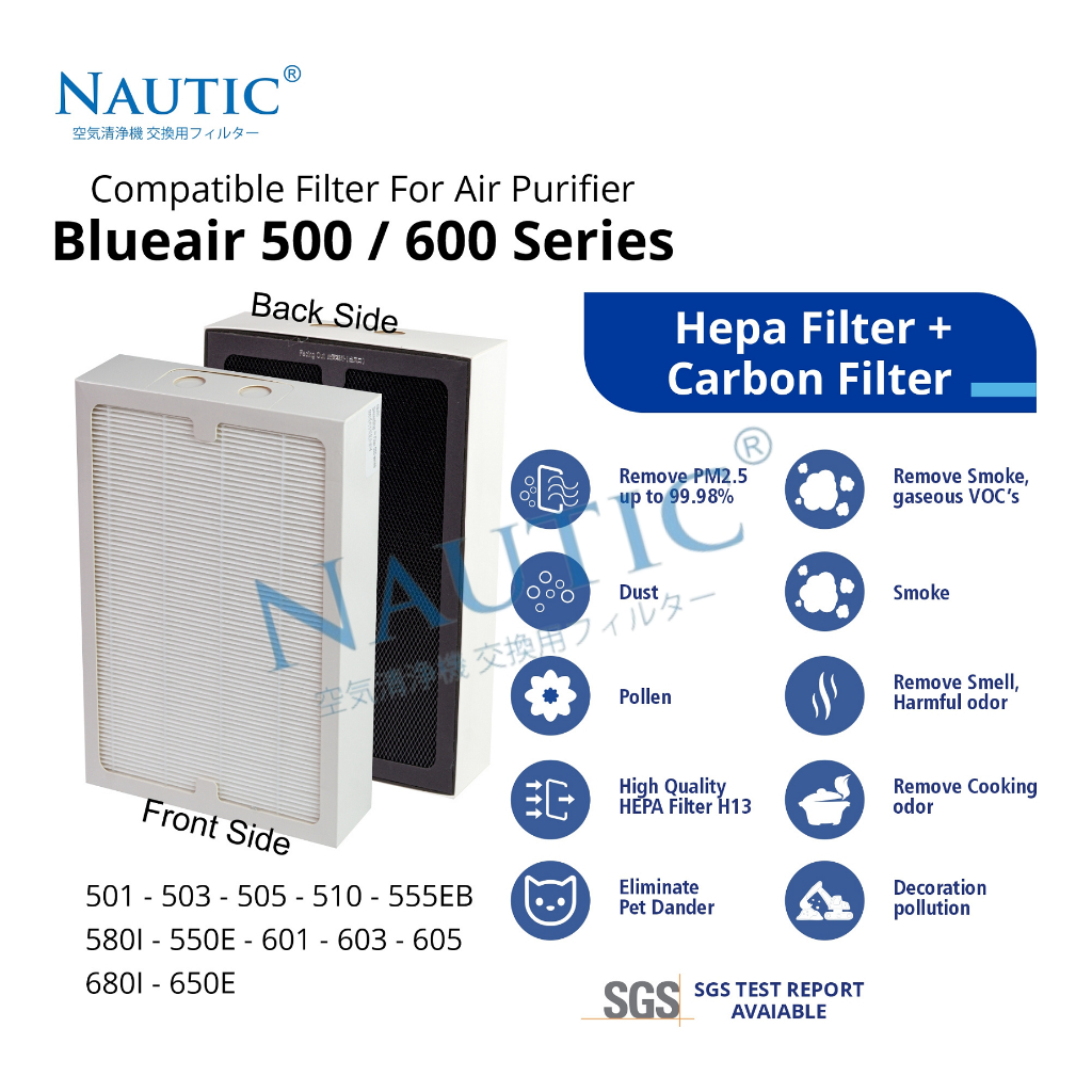 NAUTIC Hepa Filter Blueair 500 / 600 / 503 / 505 / 603 / 601 / 501 / 650