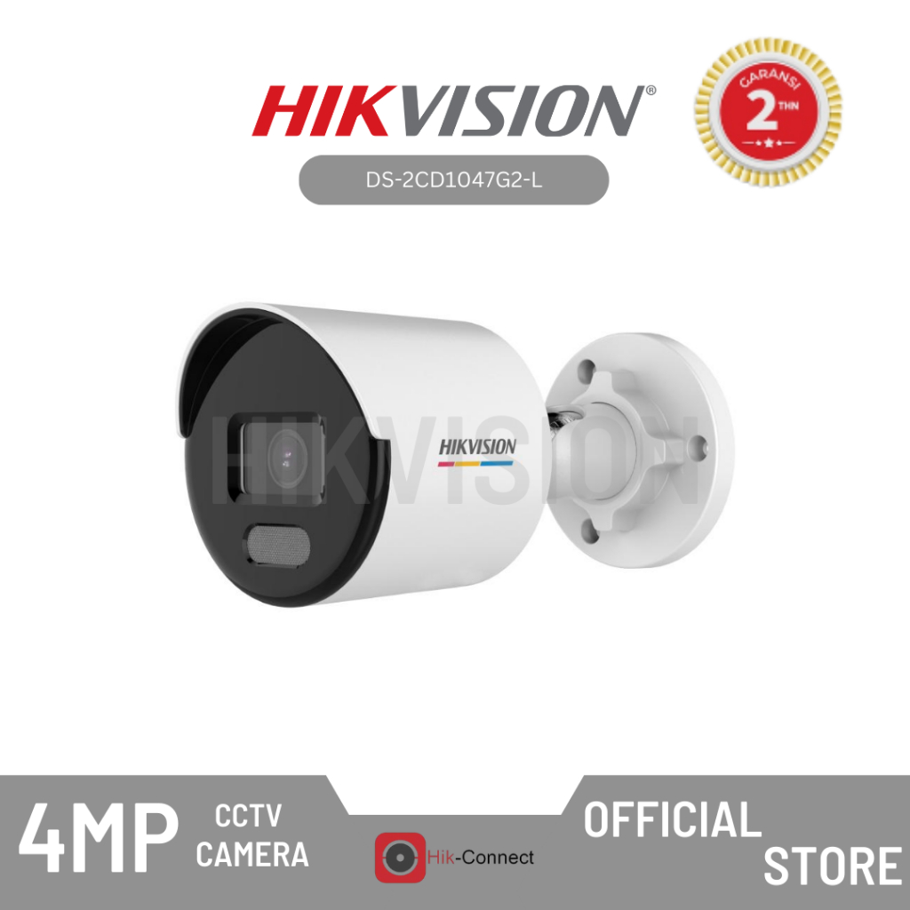 HIKVISION - DS-2CD1047G2-L Camera IP CCTV 4 MP ColorVu MD 2.0 Fixed Bullet Network Original