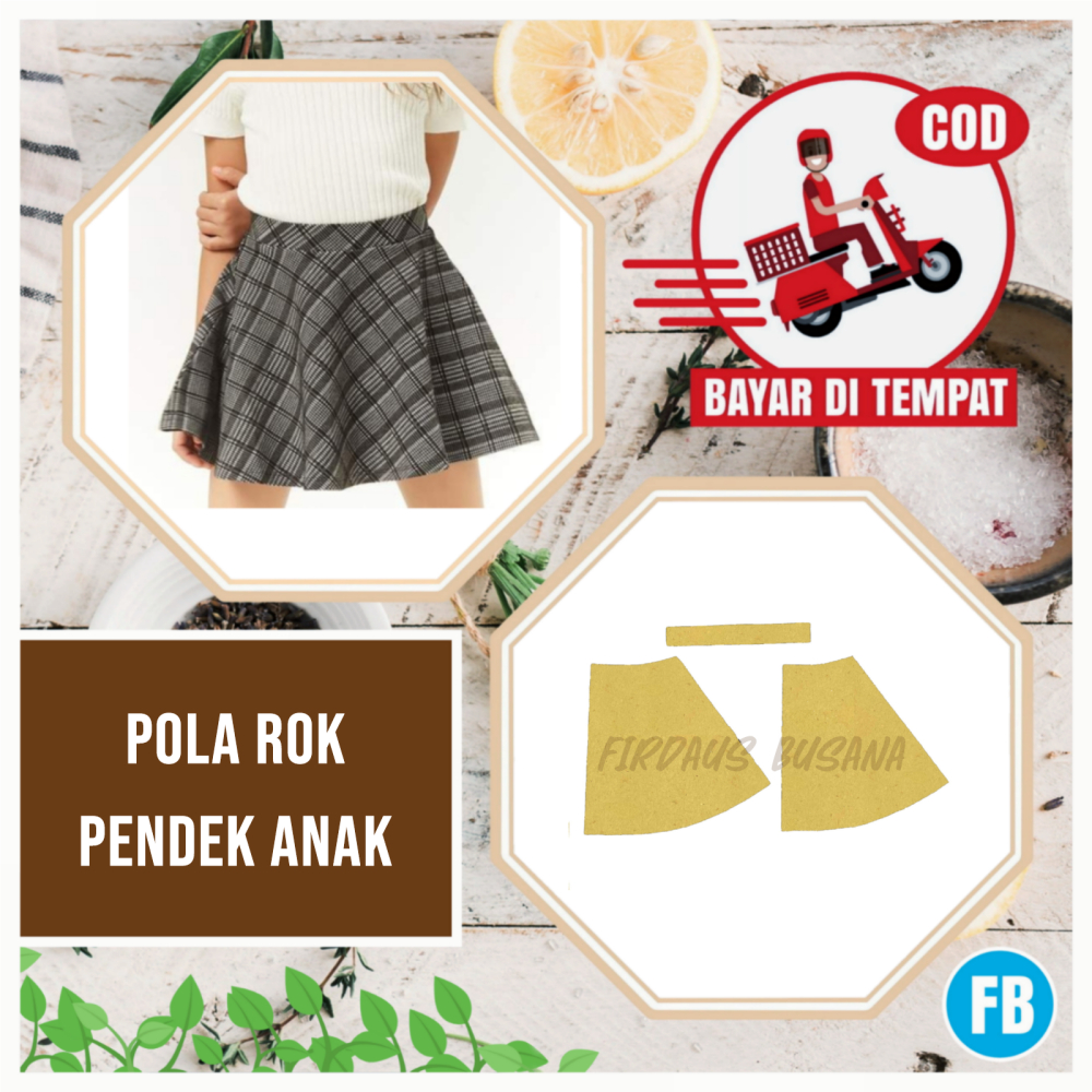 【COD】Pola Rok Pendek Anak | Pola Instan Rok | Pola Jiplak Rok | Pola Jahitan Lengkap Firdaus Busana