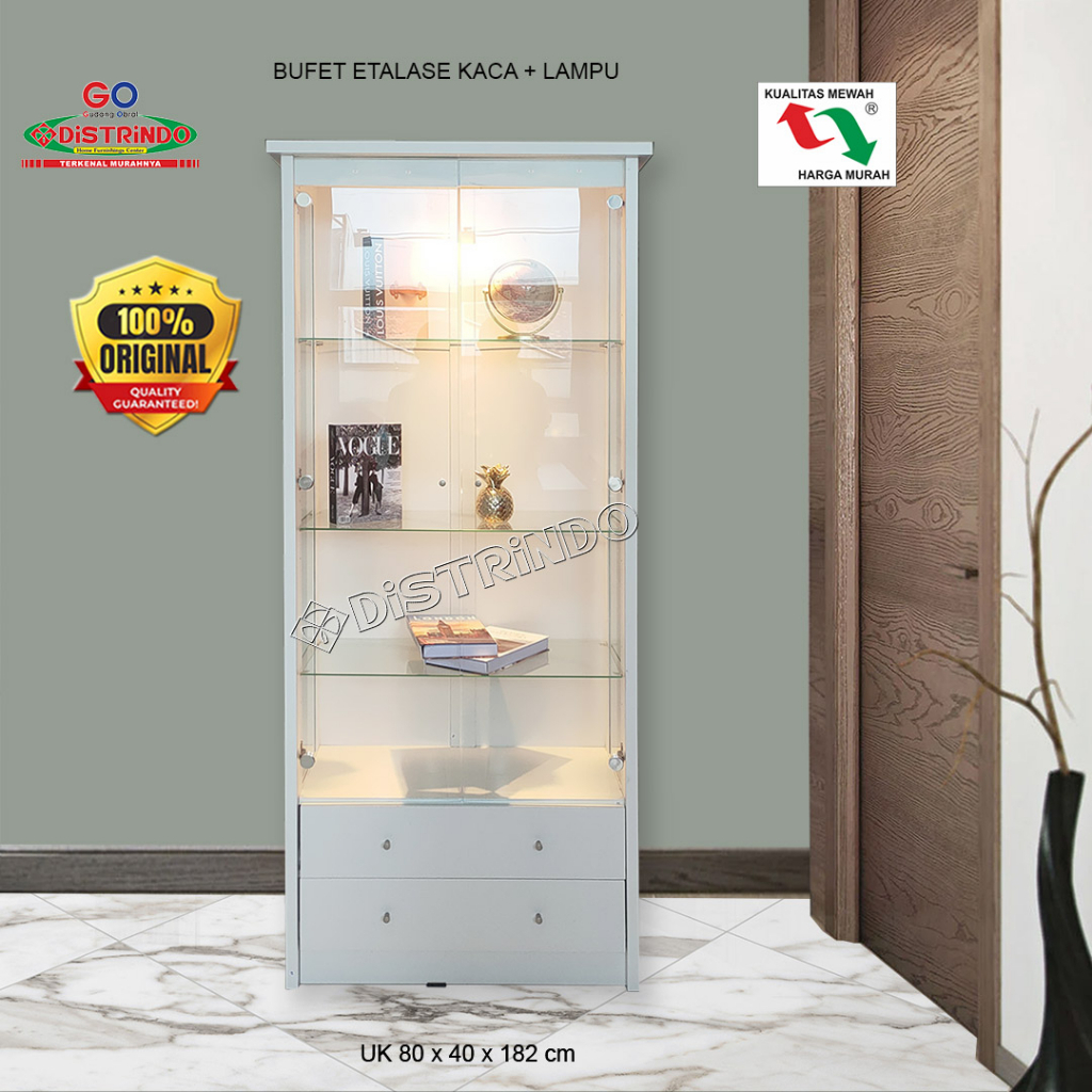 Lemari Hias / Lemari Etalase Kaca / Lemari Disply + LAMPU