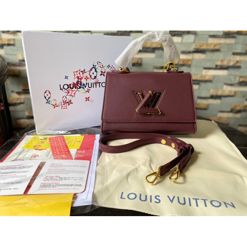 Preloved LV Twist One handle maroon grade ori 1:1 Kulit Asli 100%