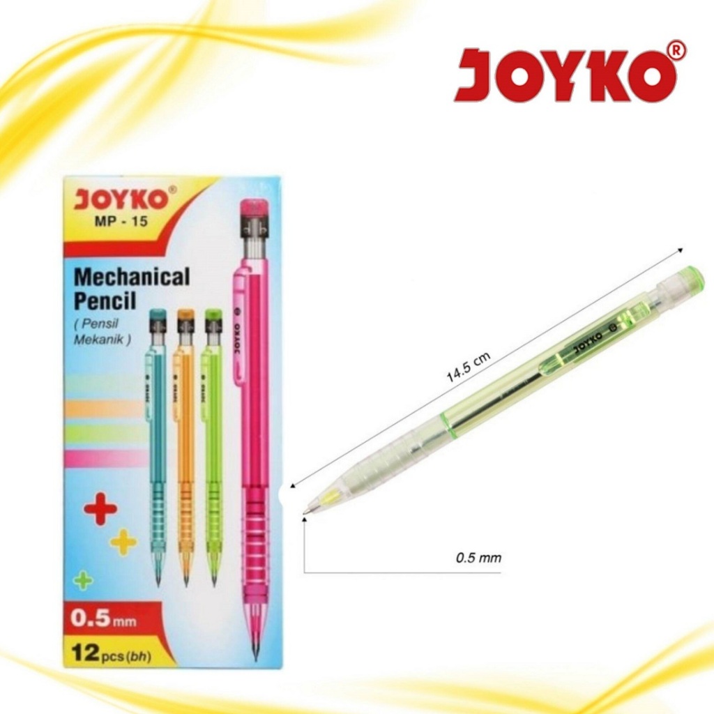

Pensil Mekanik 2B Joyko MP - 15 0.5mm / Pensil Mekanik 2B Joyko MP - 21 2.0mm (1 pack/12pcs)
