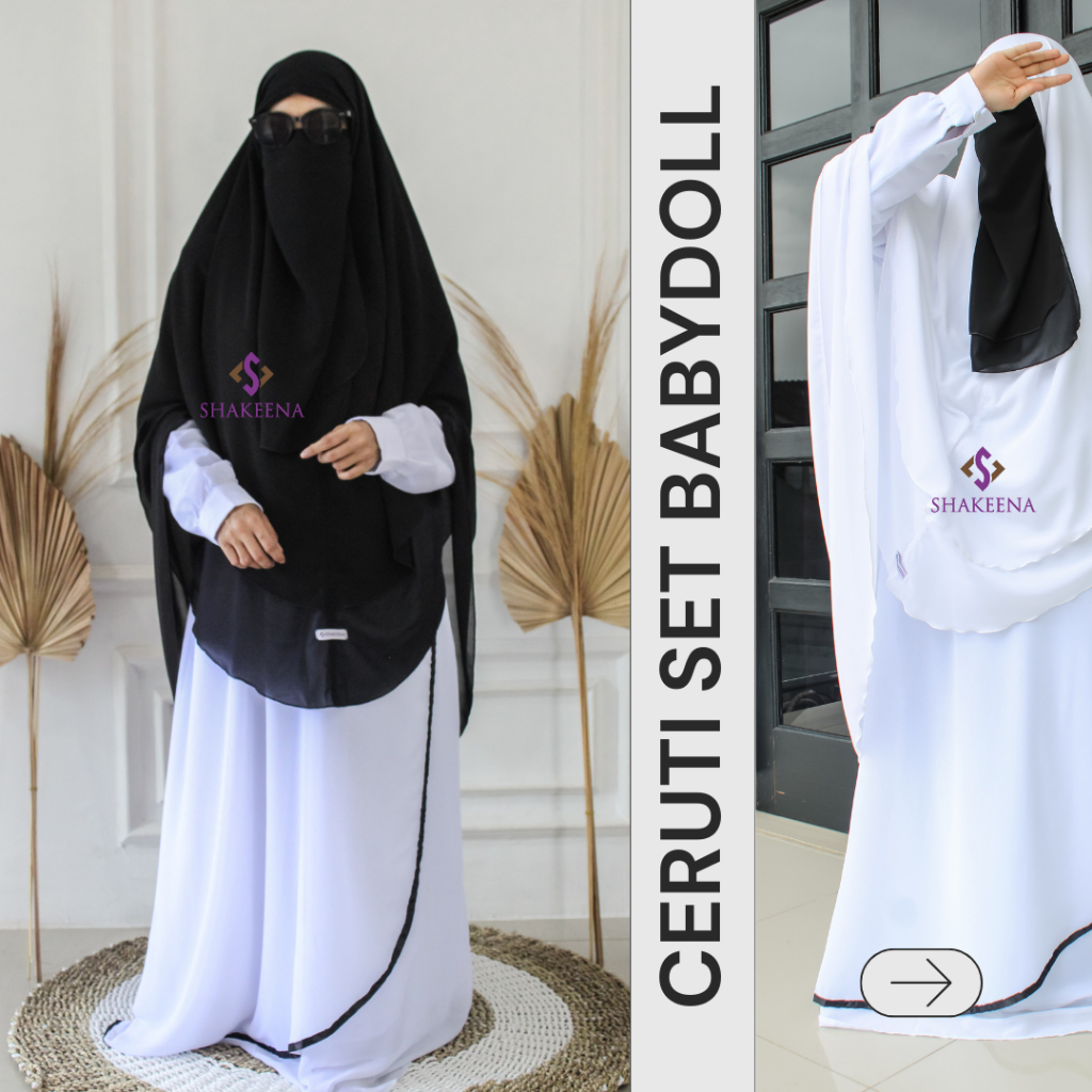 Gamis Set Syari ceruti babydoll - Gamis set syari Lebaran terbaru