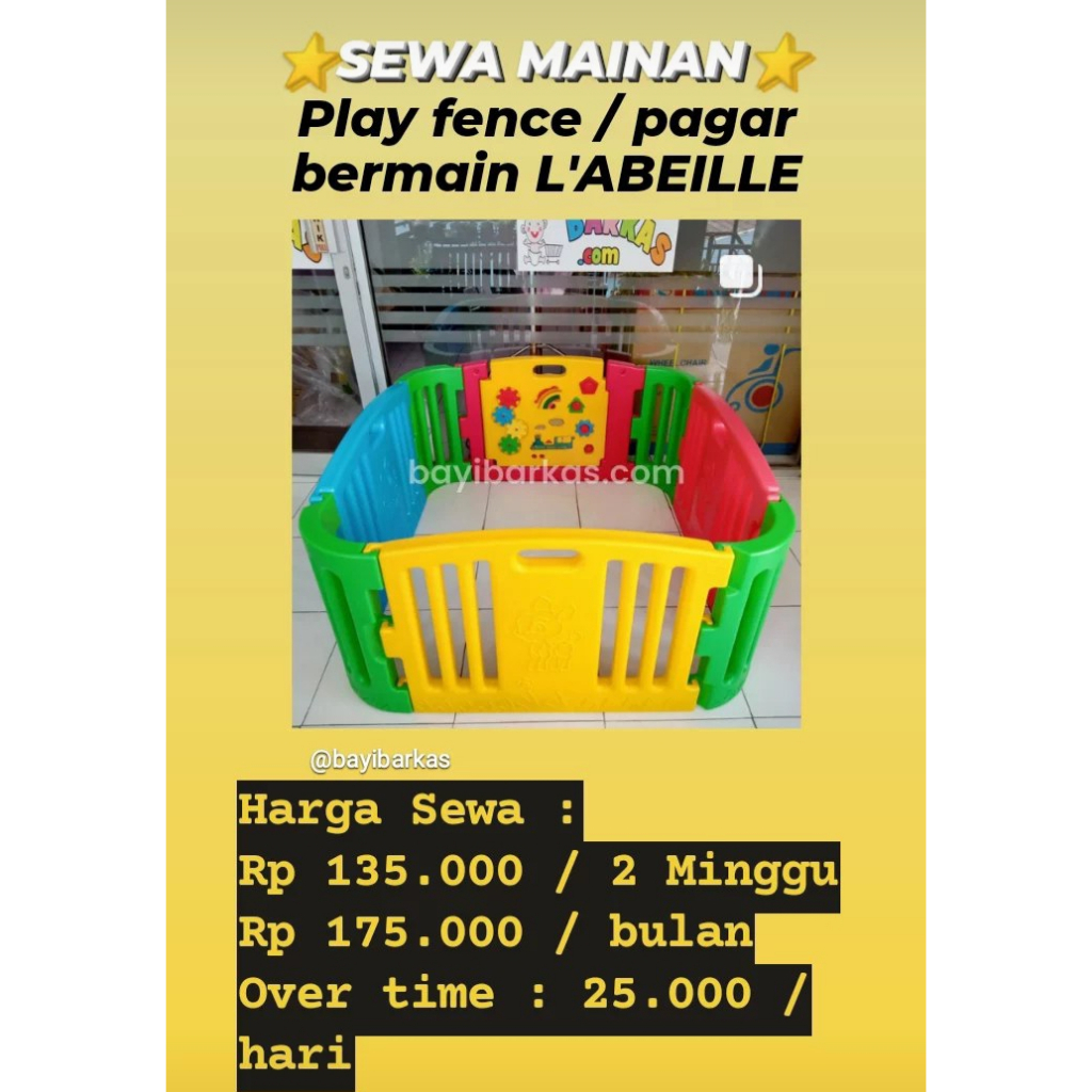 (SEWA MAINAN SURAKARTA) L'ABEILLE Pagar bermain Anak / play fence (WAJIB CHAT ADMIN DAHULU)