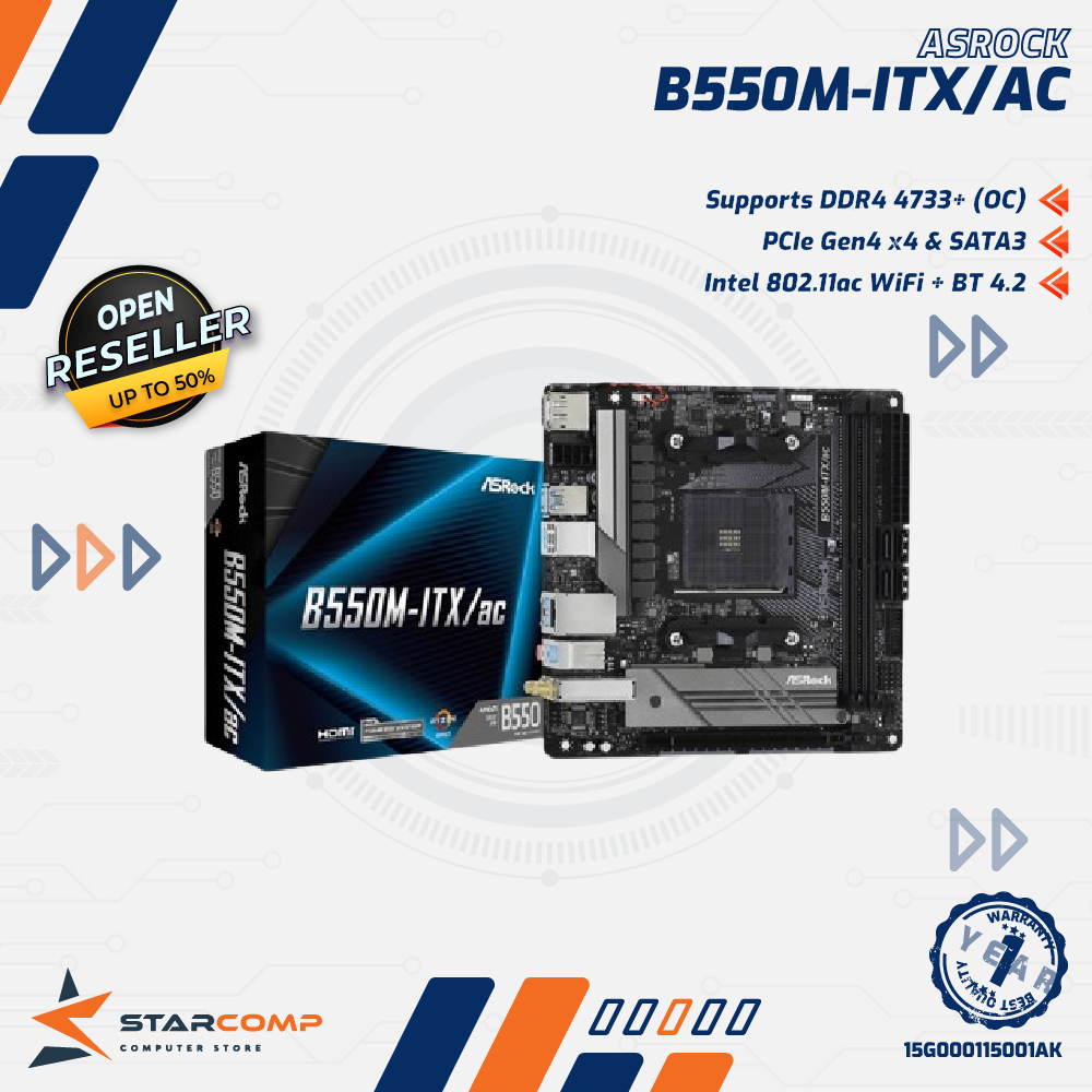 Motherboard ASROCK B550M-ITX/AC AM4 Mini ITX Form Factor